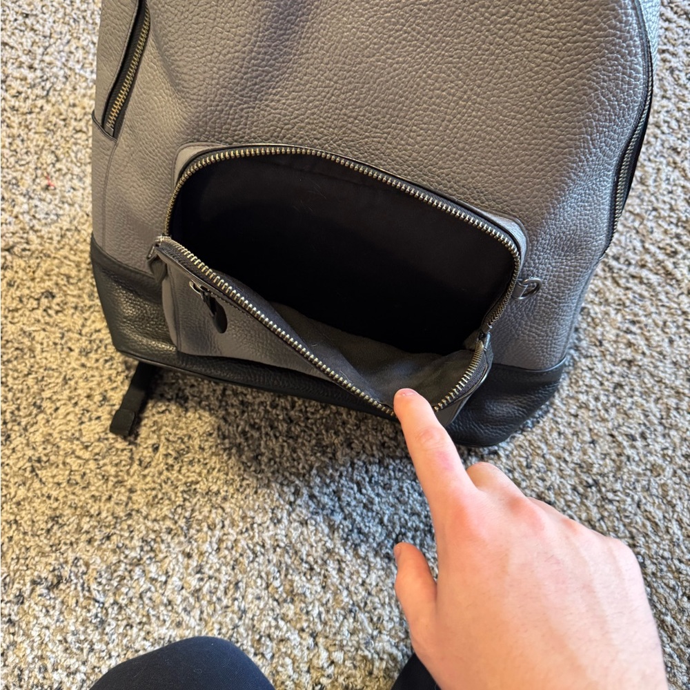 Coach Gray Leather Backpack for Men - Picture 3 of 6